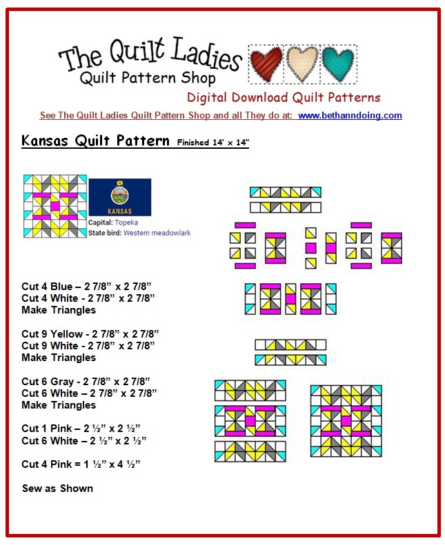 Make My Kansas Quilt Pattern Block - Beth Ann Doing